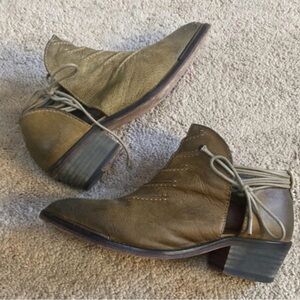 Elegant Olive Leather Free People Booties